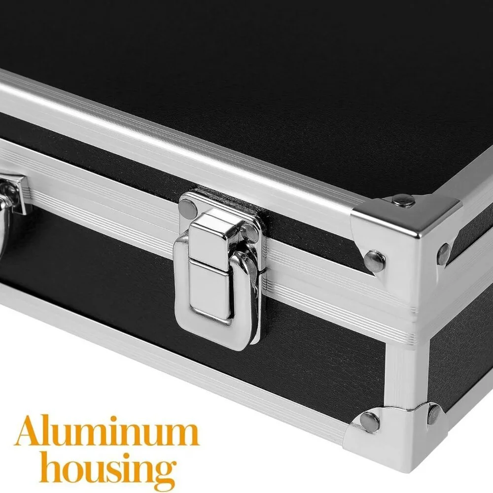 Silver Aluminum Briefcase with Lock, Aluminum Briefcase for Men or Women 14.1x7.